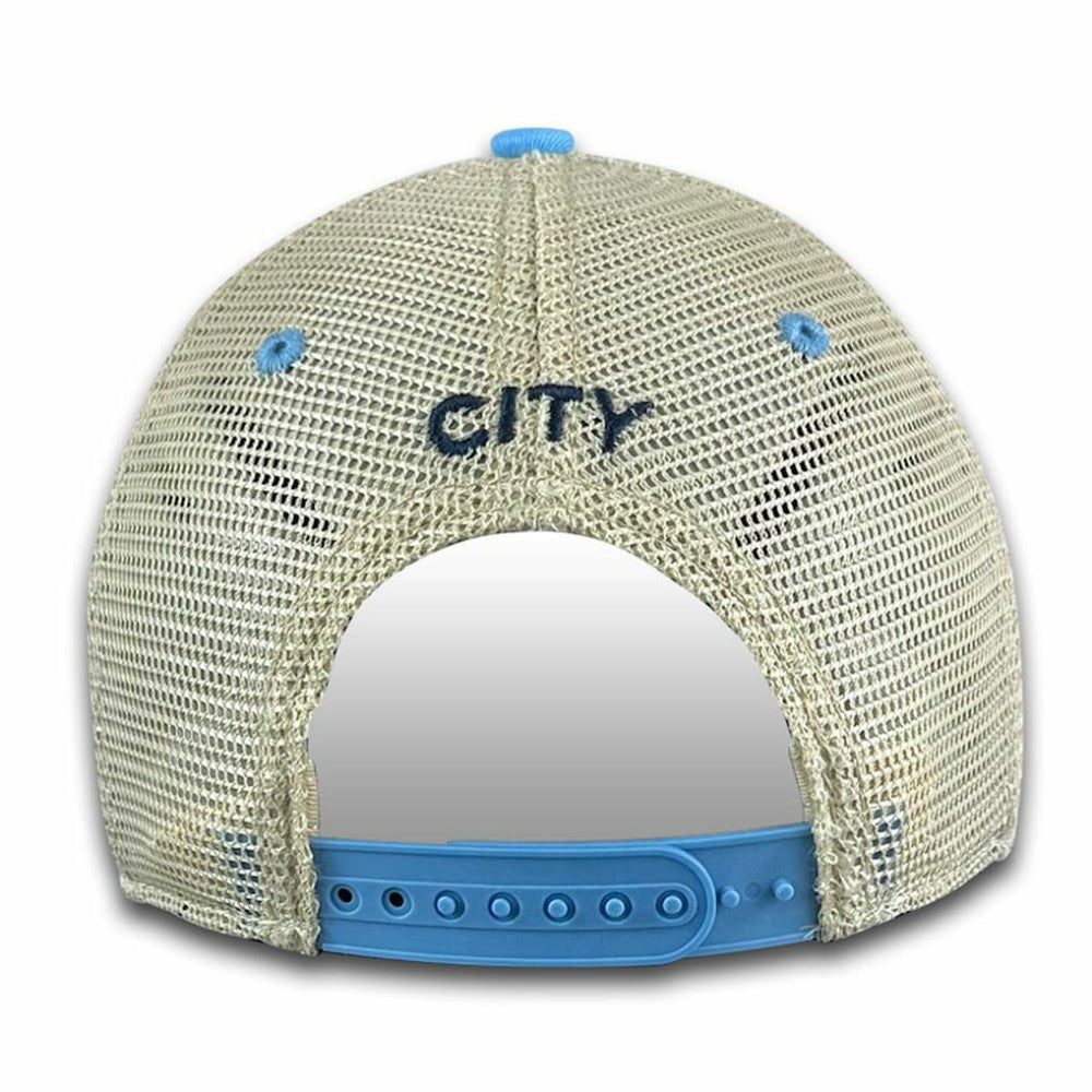 Manchester City 1863FC Mono Badge Vintage Trucker Adjustable Hat Sky Blue