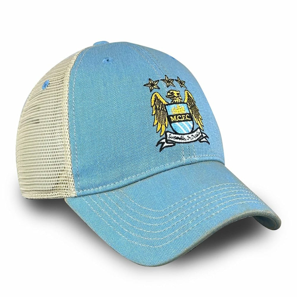 Manchester City 1863FC Retro Tea Washed Vintage Trucker Adjustable Hat Sky Blue