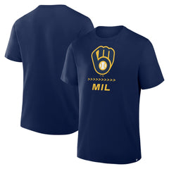 Milwaukee Brewers Fanatics Clubhouse Legacy Side Swipe T-Shirt - Navy T-shirts