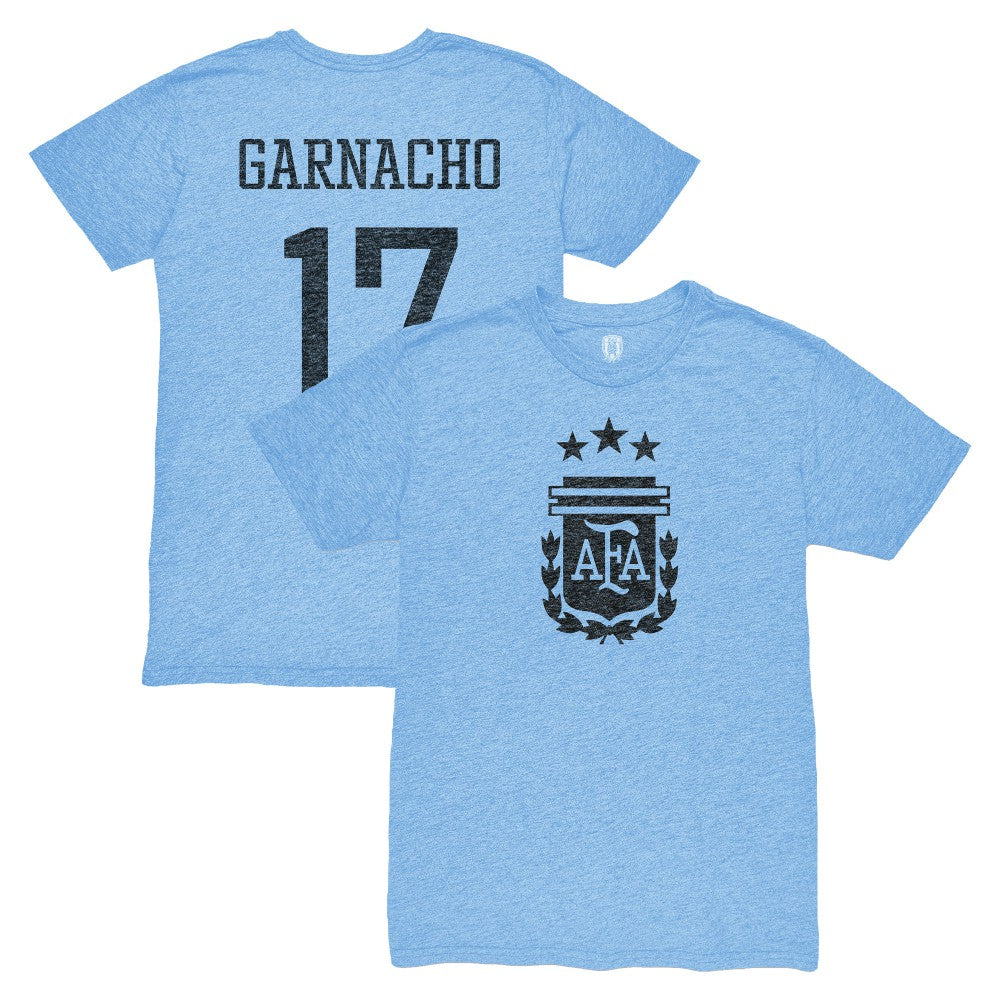 Alejandro Garnacho Argentina National Team 1863FC Player Vintage Tri-Blend T-Shirt Light Blue shop
