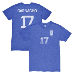 Alejandro Garnacho Argentina National Team 1863FC Player Vintage Tri-Blend T-Shirt Blue