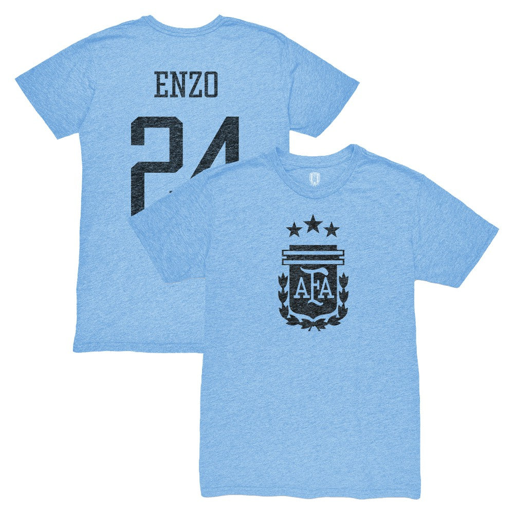 Enzo Fernández Argentina National Team 1863FC Player Vintage Tri-Blend T-Shirt Light Blue sale
