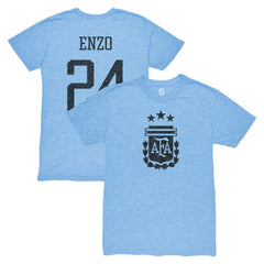 Enzo Fernández Argentina National Team 1863FC Player Vintage Tri-Blend T-Shirt Light Blue sale