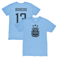 Cristian Romero Argentina National Team 1863FC Player Vintage Tri-Blend T-Shirt Light Blue sale