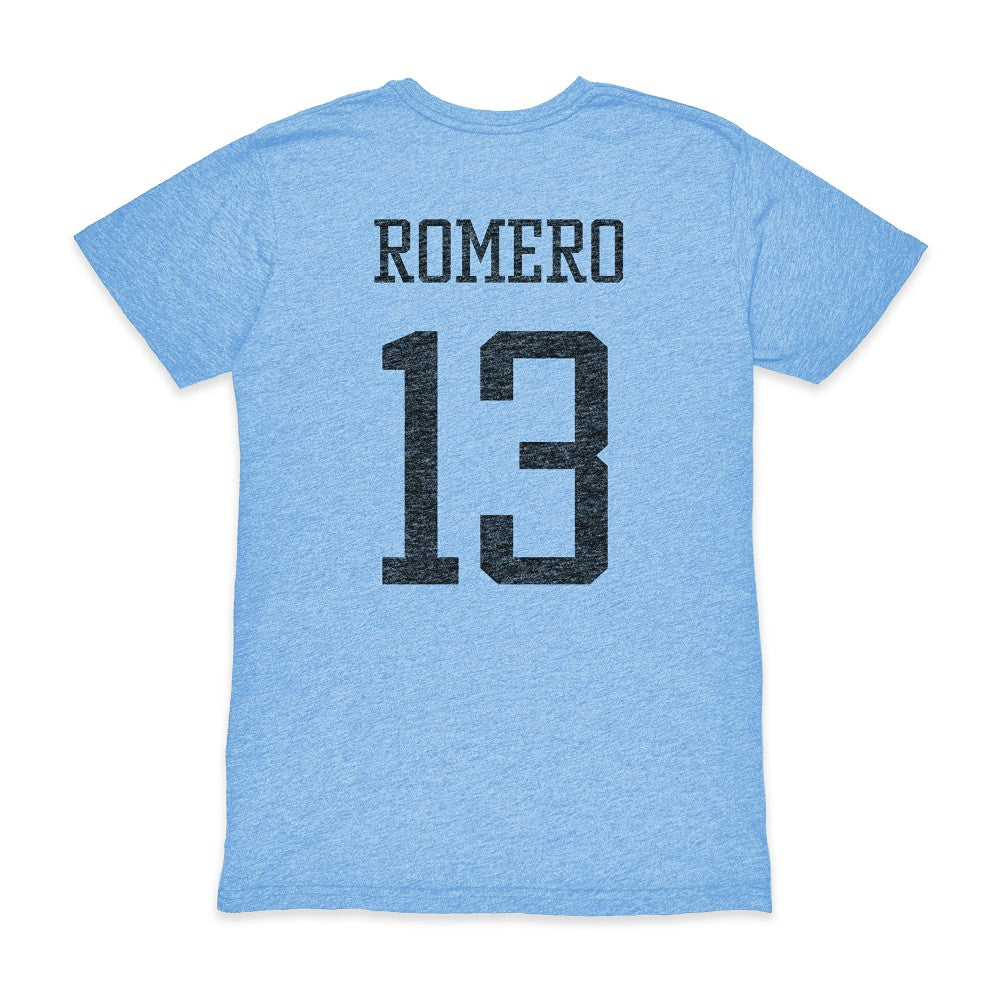 Cristian Romero Argentina National Team 1863FC Player Vintage Tri-Blend T-Shirt Light Blue sale