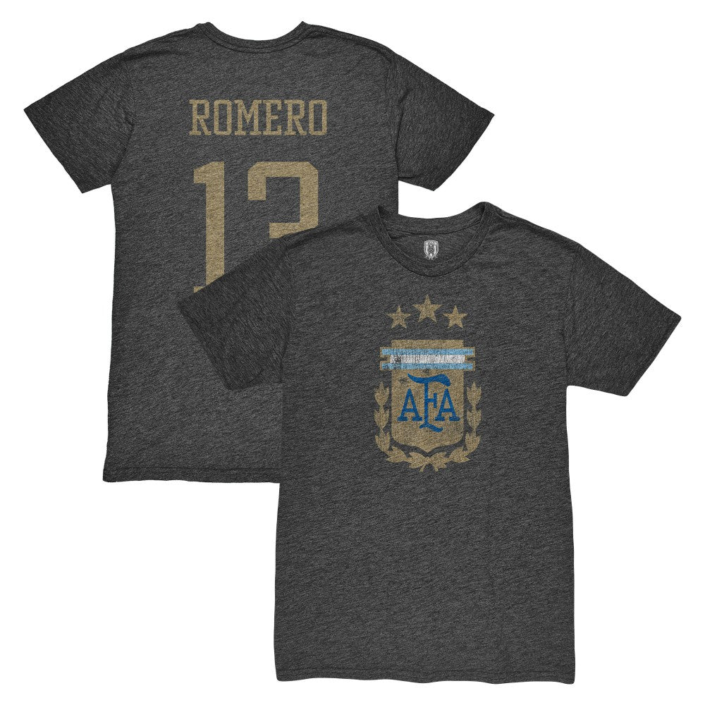 Cristian Romero Argentina National Team 1863FC Player Vintage Tri-Blend T-Shirt Black shop