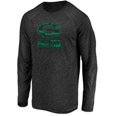 Green Bay Packers Iconic Striated Dark Logo Raglan Long Sleeve T-Shirt Black