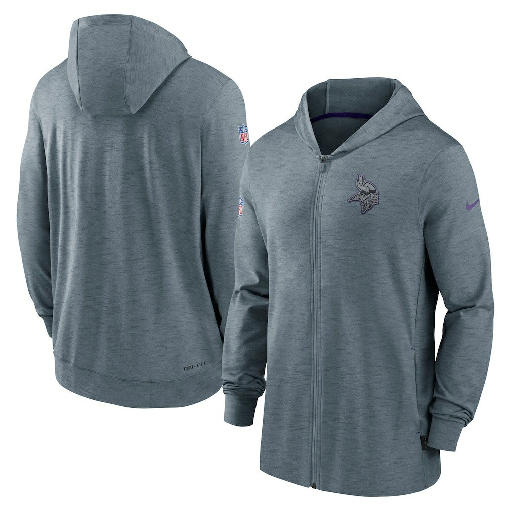 Minnesota Vikings 2022/23 Sideline Pop Performance Full-Zip Hoodie Gray