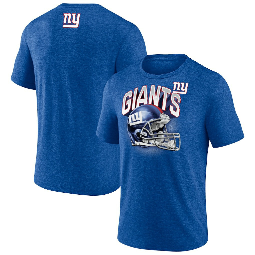 New York Giants Tri-Blend Helmet End Around T-Shirt Heather Royal