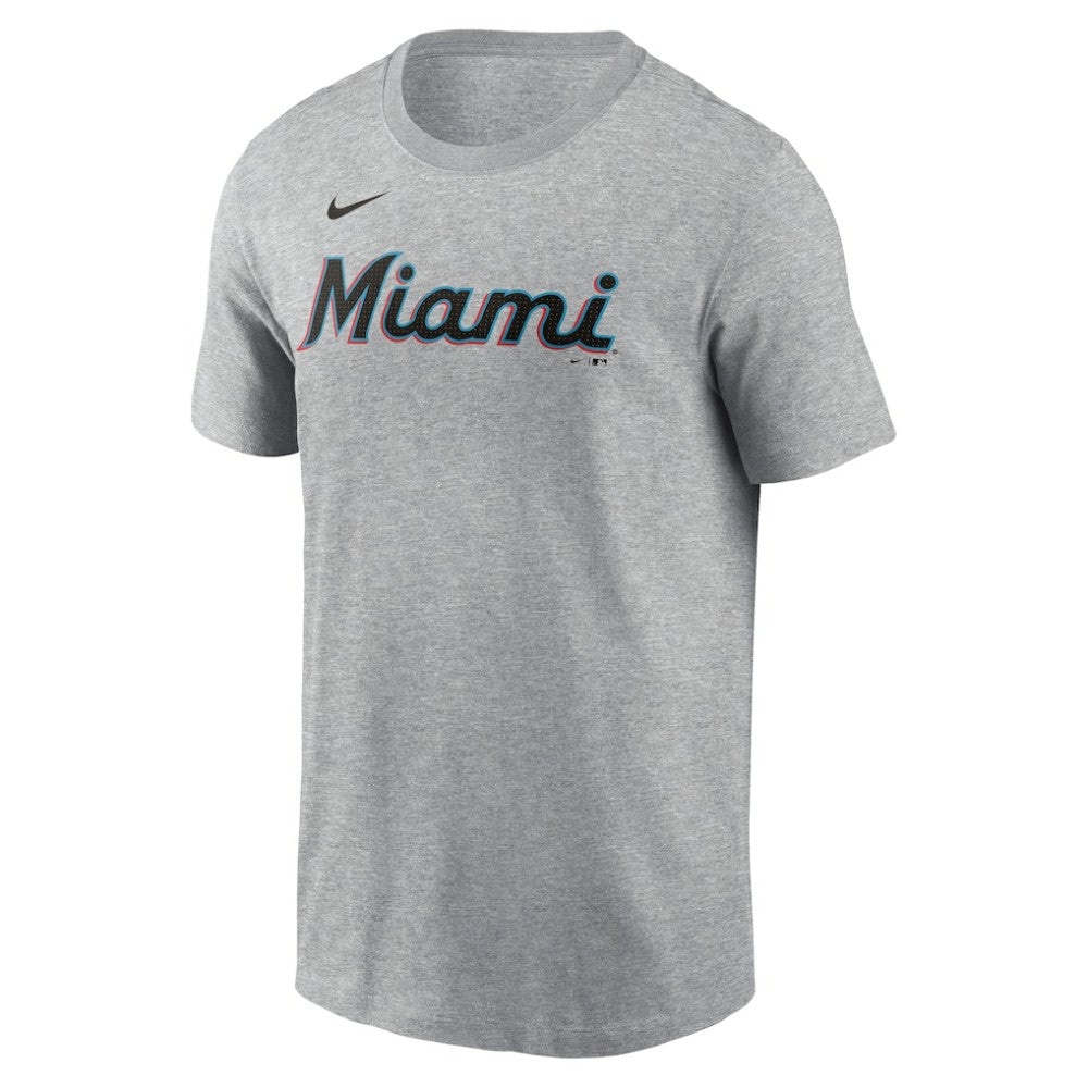 Sandy Alcantara Miami Marlins Nike Fuse Name & Number T-Shirt - Heather Gray T-shirts