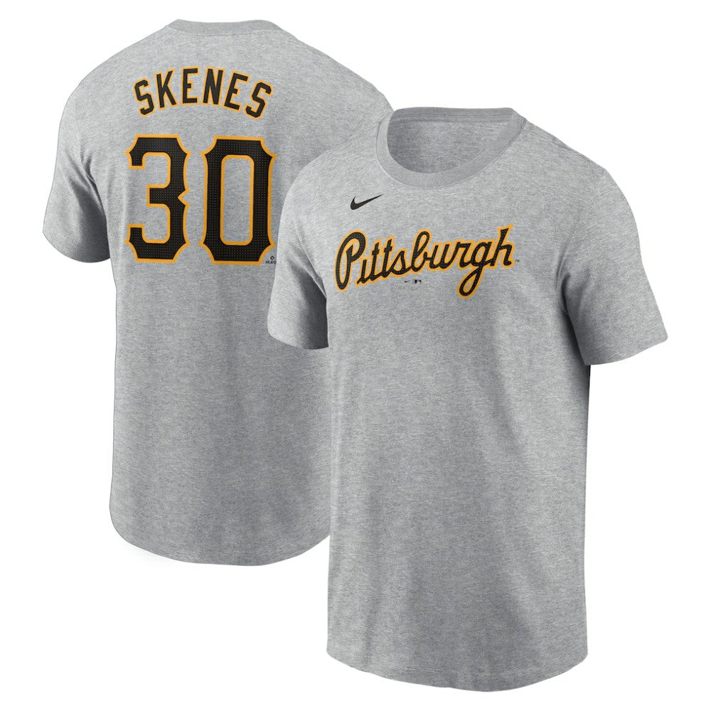 Paul Skenes Pittsburgh Pirates Nike Fuse Name & Number T-Shirt - Heather Gray T-shirts