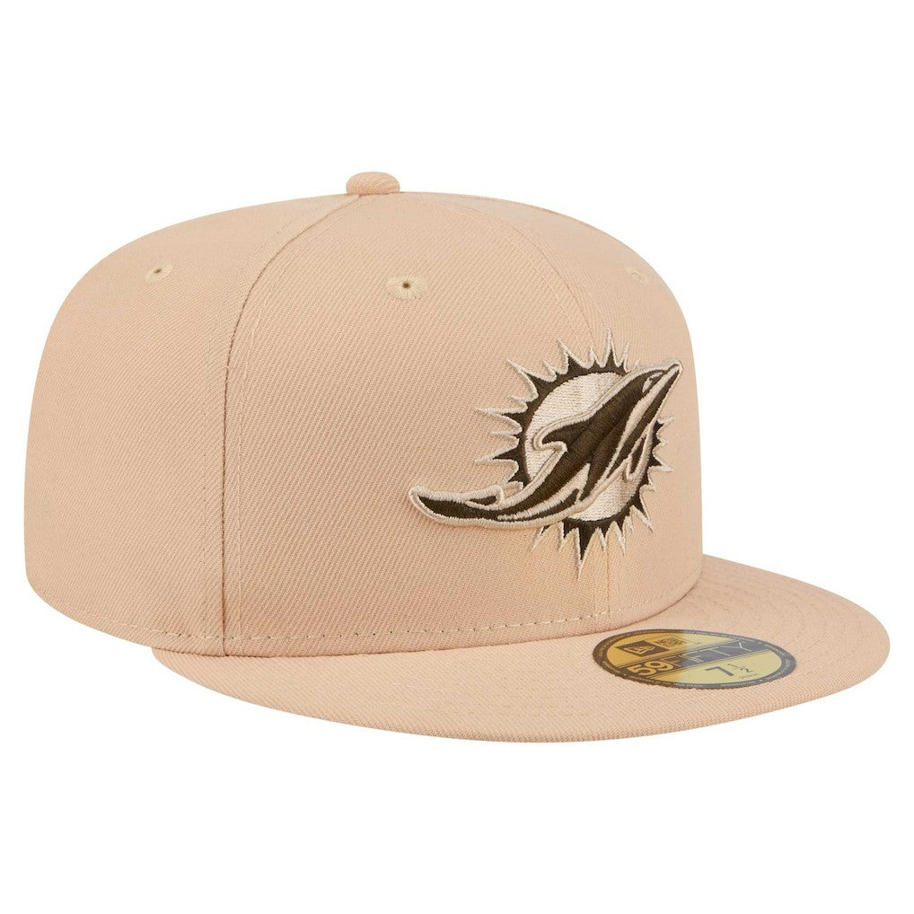 Miami Dolphins New Era Candied Pecan 59FIFTY Fitted Hat Tan