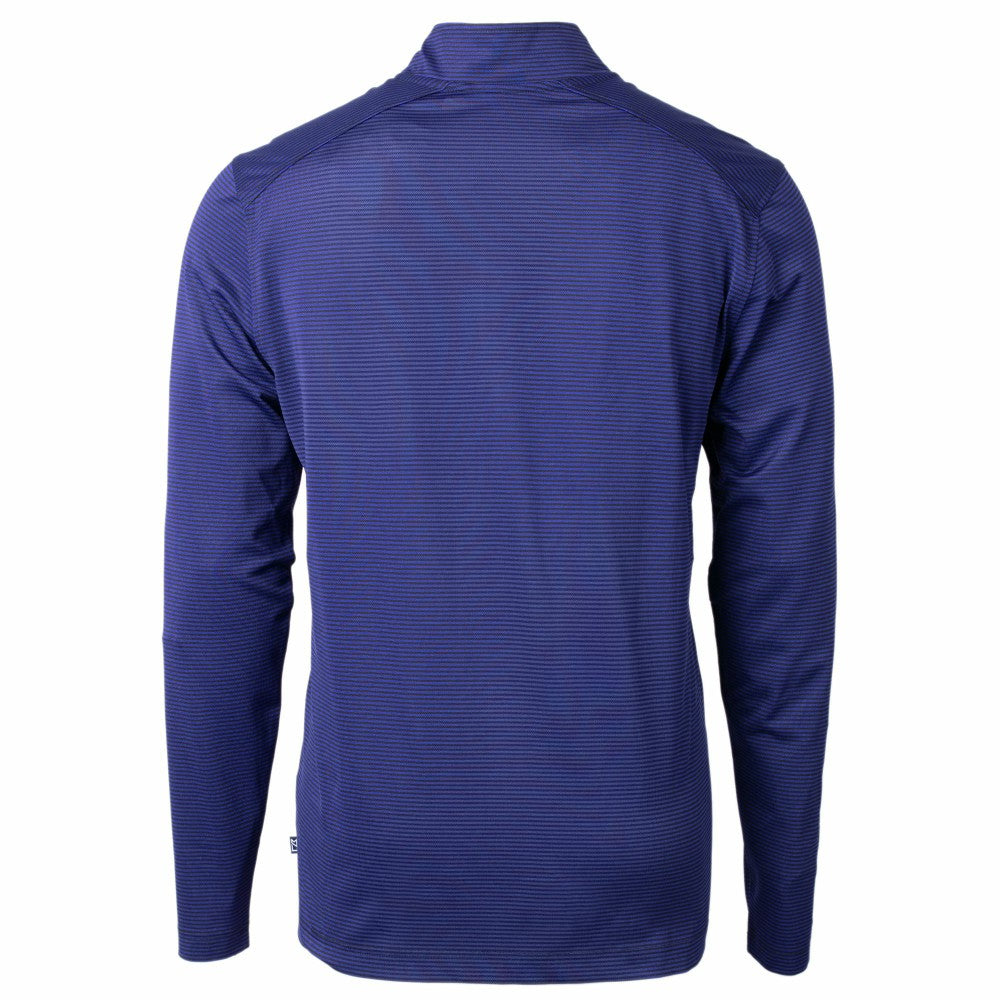 Kansas City Royals Cutter & Buck Big & Tall Virtue Eco Pique Micro Stripe Recycled Quarter-Zip Pullover Top - Blue Pullover
