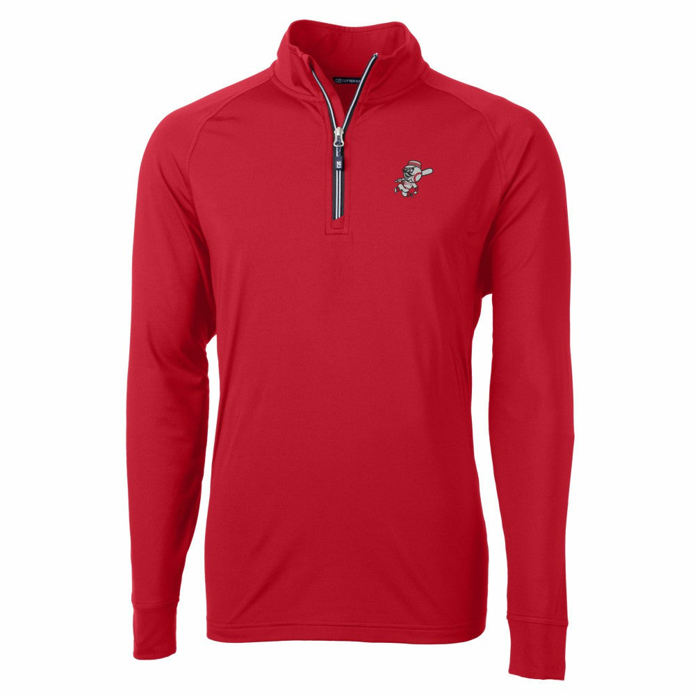 Cincinnati Reds Cutter & Buck Adapt Eco Knit Stretch Recycled Big & Tall Quarter-Zip Pullover Top - Red Pullover