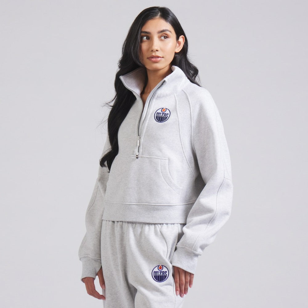 NHL Edmonton Oilers lululemon Women's Scuba Oversized Half Zip Top - Heather Gray