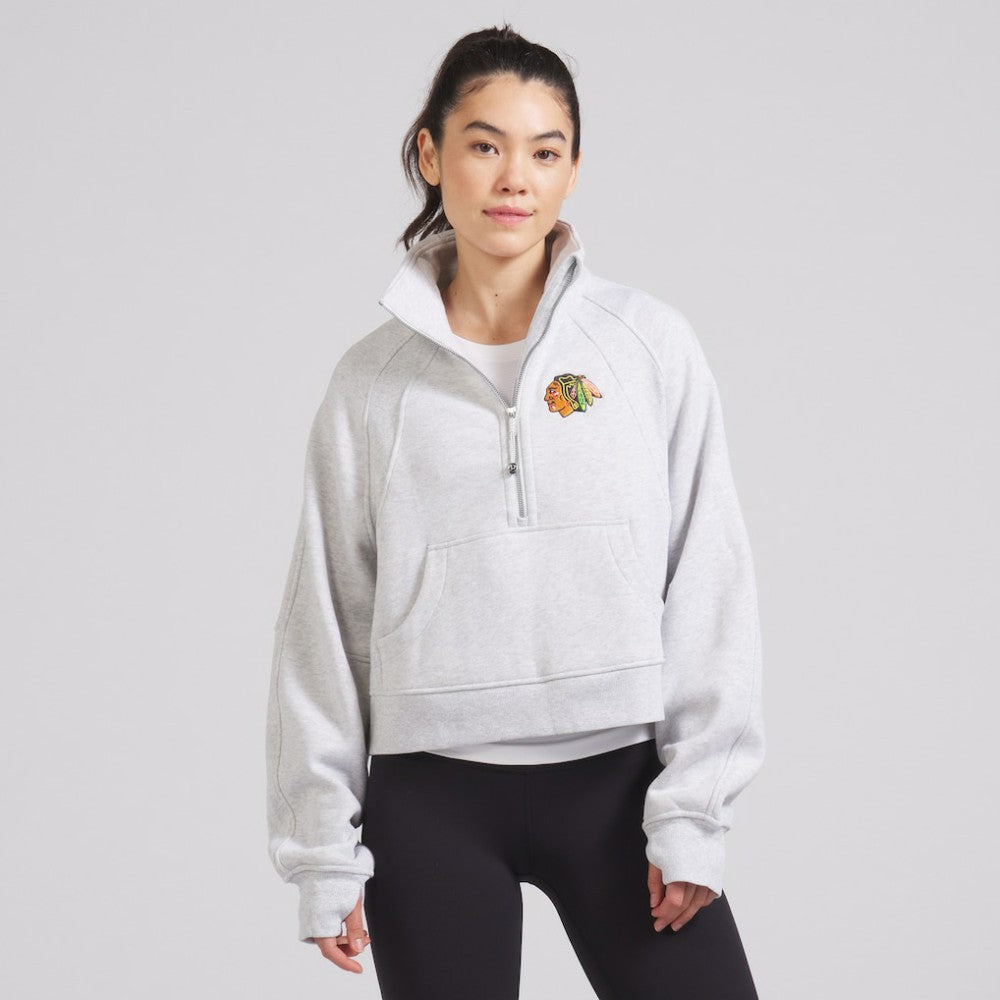 NHL Chicago Blackhawks lululemon Women's Scuba Oversized Half Zip Top - Heather Gray