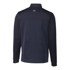 Detroit Tigers Cutter & Buck Big & Tall Traverse Stripe Stretch DryTec Quarter-Zip Top - Navy Tops