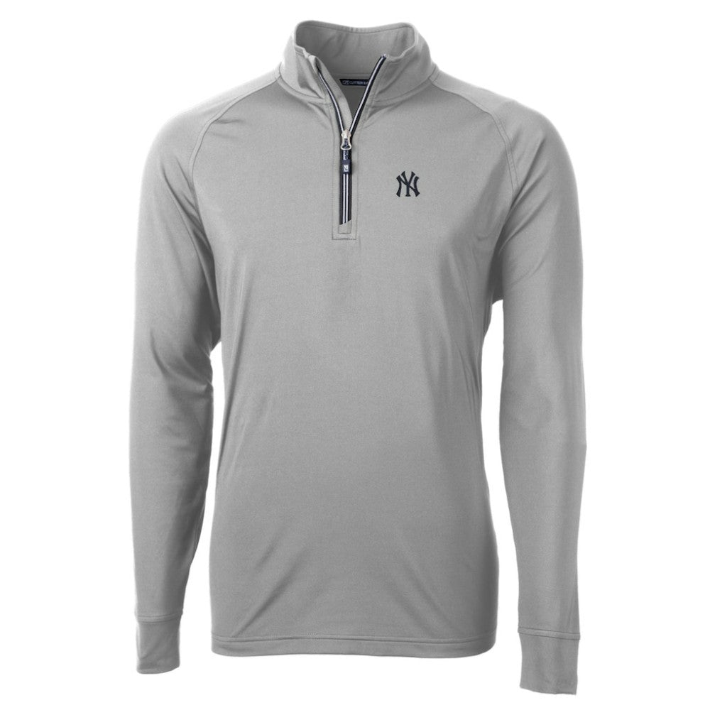 New York Yankees Cutter & Buck Big & Tall Adapt Eco Knit Stretch Recycled Quarter-Zip Pullover Top - Gray Pullover