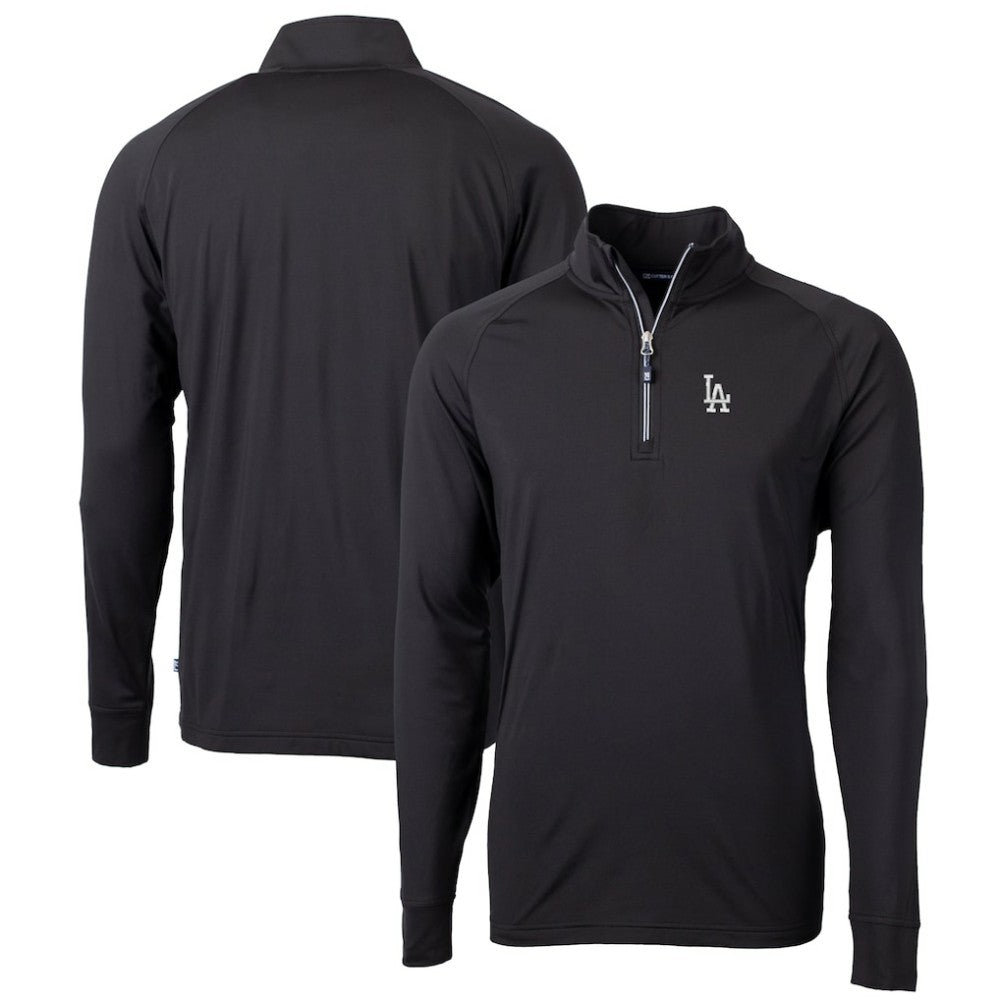 Los Angeles Dodgers Cutter & Buck Big & Tall Adapt Eco Knit Stretch Recycled Quarter-Zip Pullover Top - Black Pullover