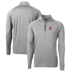 Cleveland Guardians Cutter & Buck Big & Tall Adapt Eco Knit Stretch Recycled Raglan DryTec Quarter-Zip Top - Gray Tops