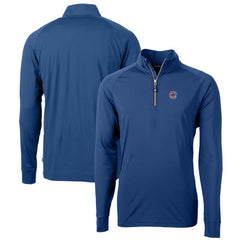 Chicago Cubs Cutter & Buck Big & Tall Adapt Eco Knit Stretch Recycled Quarter-Zip Pullover Top - Blue Pullover