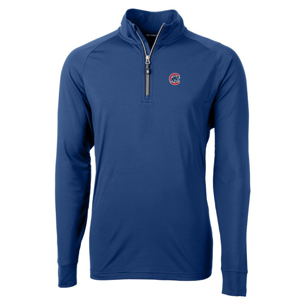 Chicago Cubs Cutter & Buck Big & Tall Adapt Eco Knit Stretch Recycled Quarter-Zip Pullover Top - Blue Pullover