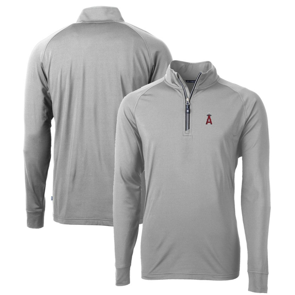 Los Angeles Angels Cutter & Buck Big & Tall Adapt Eco Knit Stretch Recycled Quarter-Zip Pullover Top - Gray Pullover