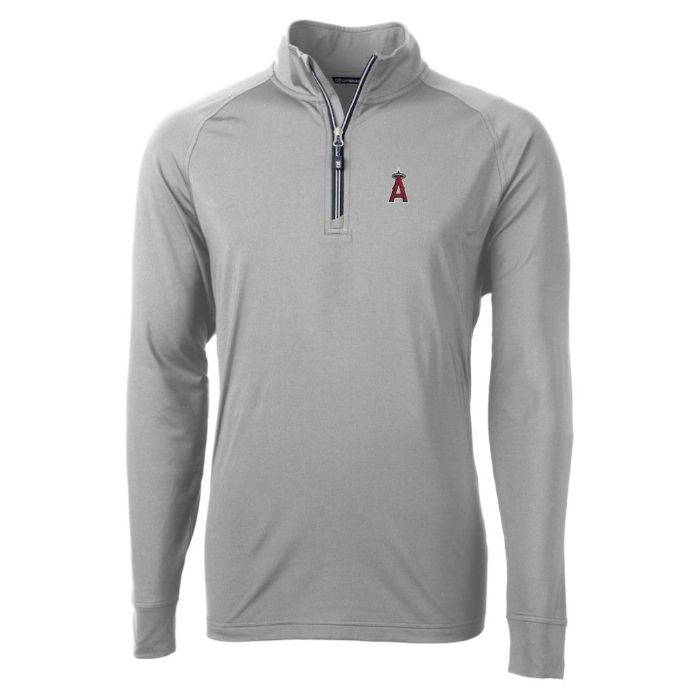 Los Angeles Angels Cutter & Buck Big & Tall Adapt Eco Knit Stretch Recycled Quarter-Zip Pullover Top - Gray Pullover