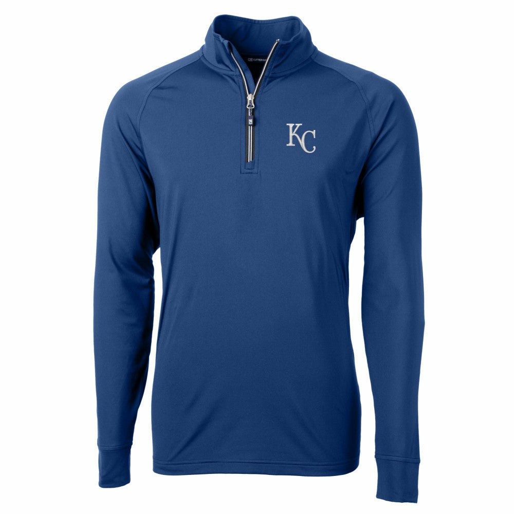 Kansas City Royals Cutter & Buck Big & Tall Adapt Eco Knit Stretch Recycled Quarter-Zip Pullover Top - Blue Pullover
