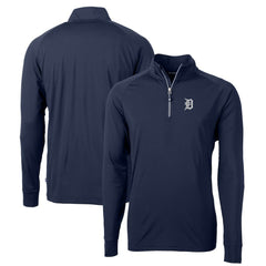 Detroit Tigers Cutter & Buck Big & Tall Adapt Eco Knit Stretch Recycled Quarter-Zip Pullover Top - Navy Pullover