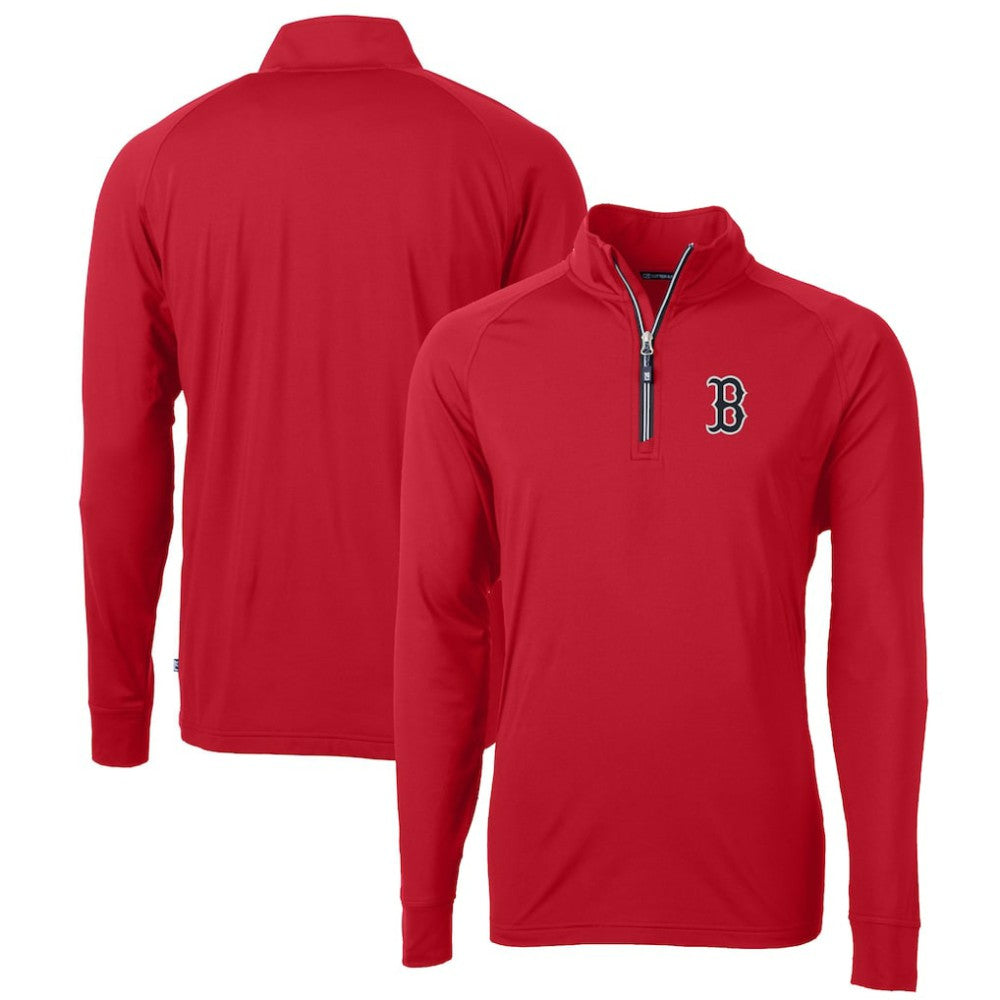 Boston Red Sox Cutter & Buck Big & Tall Adapt Eco Knit Stretch Recycled Quarter-Zip Pullover Top - Red Pullover