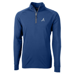Atlanta Braves Cutter & Buck Big & Tall Adapt Eco Knit Stretch Recycled Quarter-Zip Pullover Top - Blue Pullover