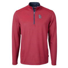 St. Louis Cardinals Cutter & Buck Big & Tall Virtue Eco Pique Micro Stripe Quarter-Zip Jacket - Red Jackets