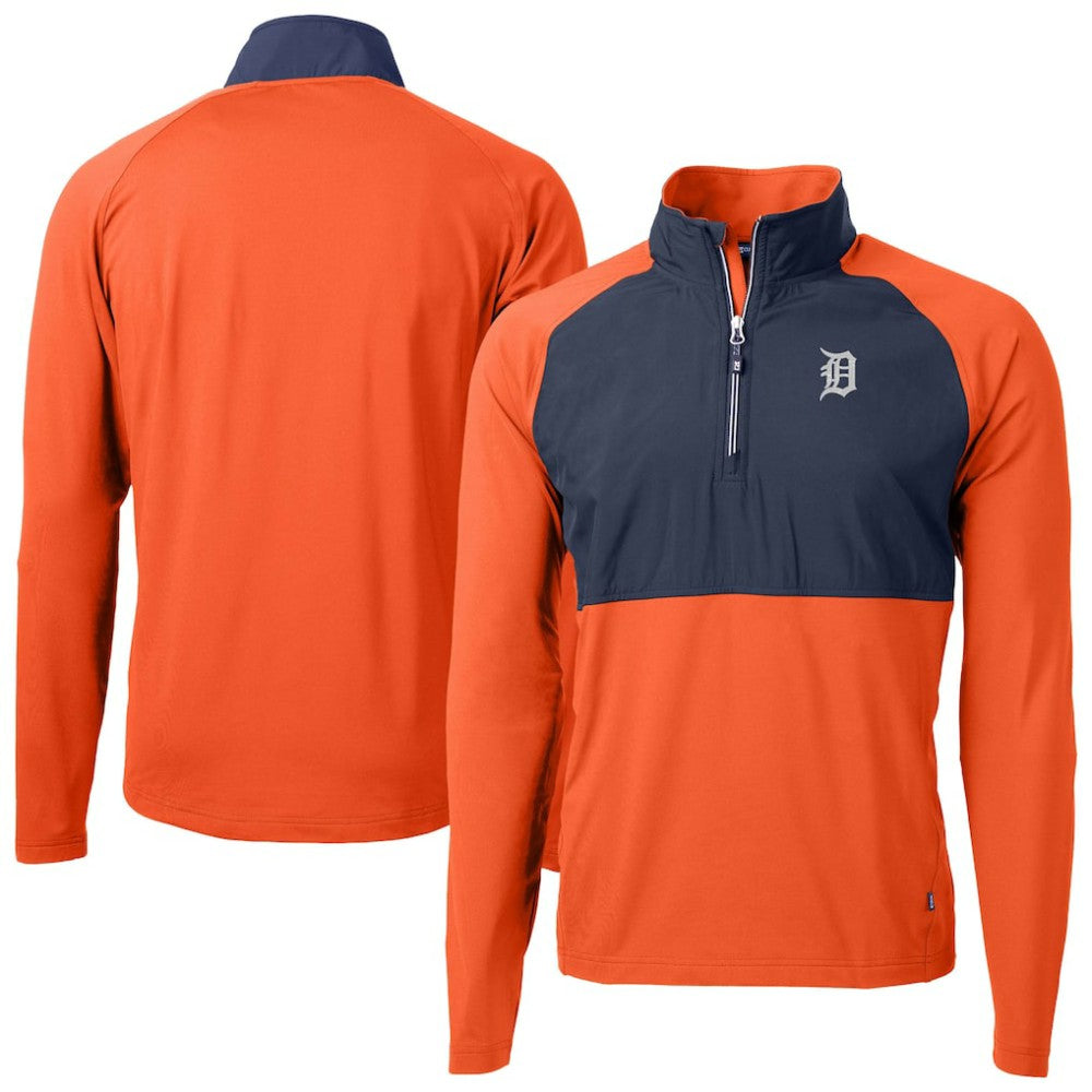 Detroit Tigers Cutter & Buck Adapt Eco Knit Hybrid Recycled Quarter-Zip Jacket - Orange Jackets