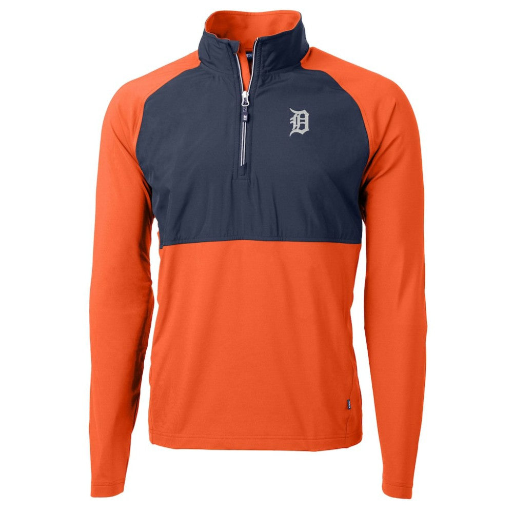Detroit Tigers Cutter & Buck Adapt Eco Knit Hybrid Recycled Quarter-Zip Jacket - Orange Jackets