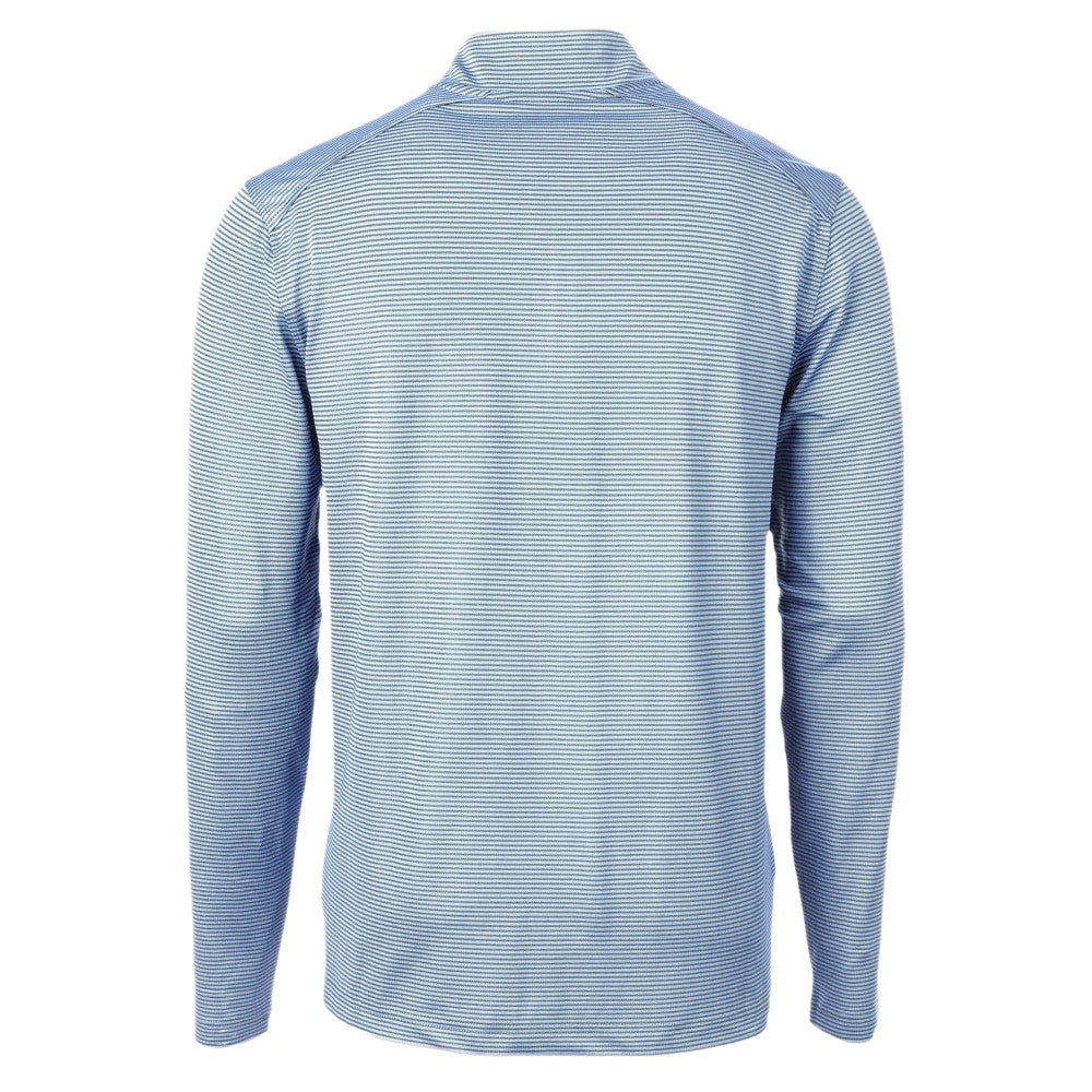 Kansas City Royals Cutter & Buck Virtue Eco Pique Micro Stripe Recycled Quarter-Zip Pullover Top - Light Blue Pullover