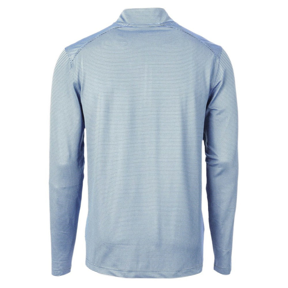 Tampa Bay Rays Cutter & Buck Virtue Eco Pique Micro Stripe Recycled Quarter-Zip Pullover Top - Light Blue Pullover