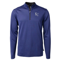 Kansas City Royals Cutter & Buck Virtue Eco Pique Micro Stripe Recycled Quarter-Zip Pullover Top - Royal Pullover