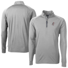 Cincinnati Reds Cutter & Buck Mr. Redlegs Adapt Eco Knit Stretch Recycled Quarter-Zip Pullover Top - Gray Pullover