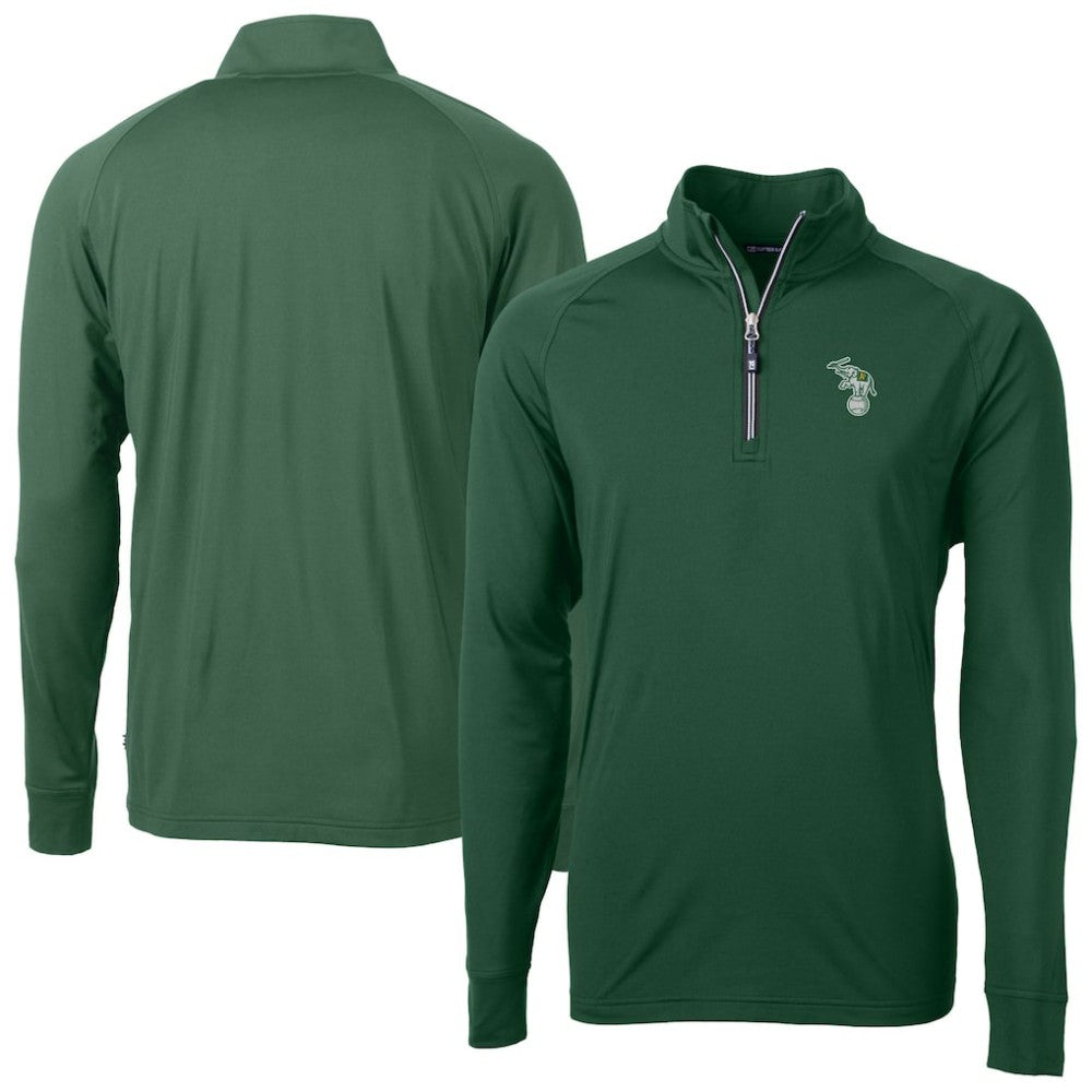 Athletics Cutter & Buck Stomper Adapt Eco Knit Stretch Recycled Quarter-Zip Pullover Top - Hunter Green Pullover
