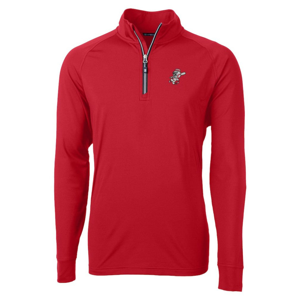 Cincinnati Reds Cutter & Buck Patriotic Logo Adapt Eco Knit Stretch Recycled Quarter-Zip Pullover Top - Red Pullover