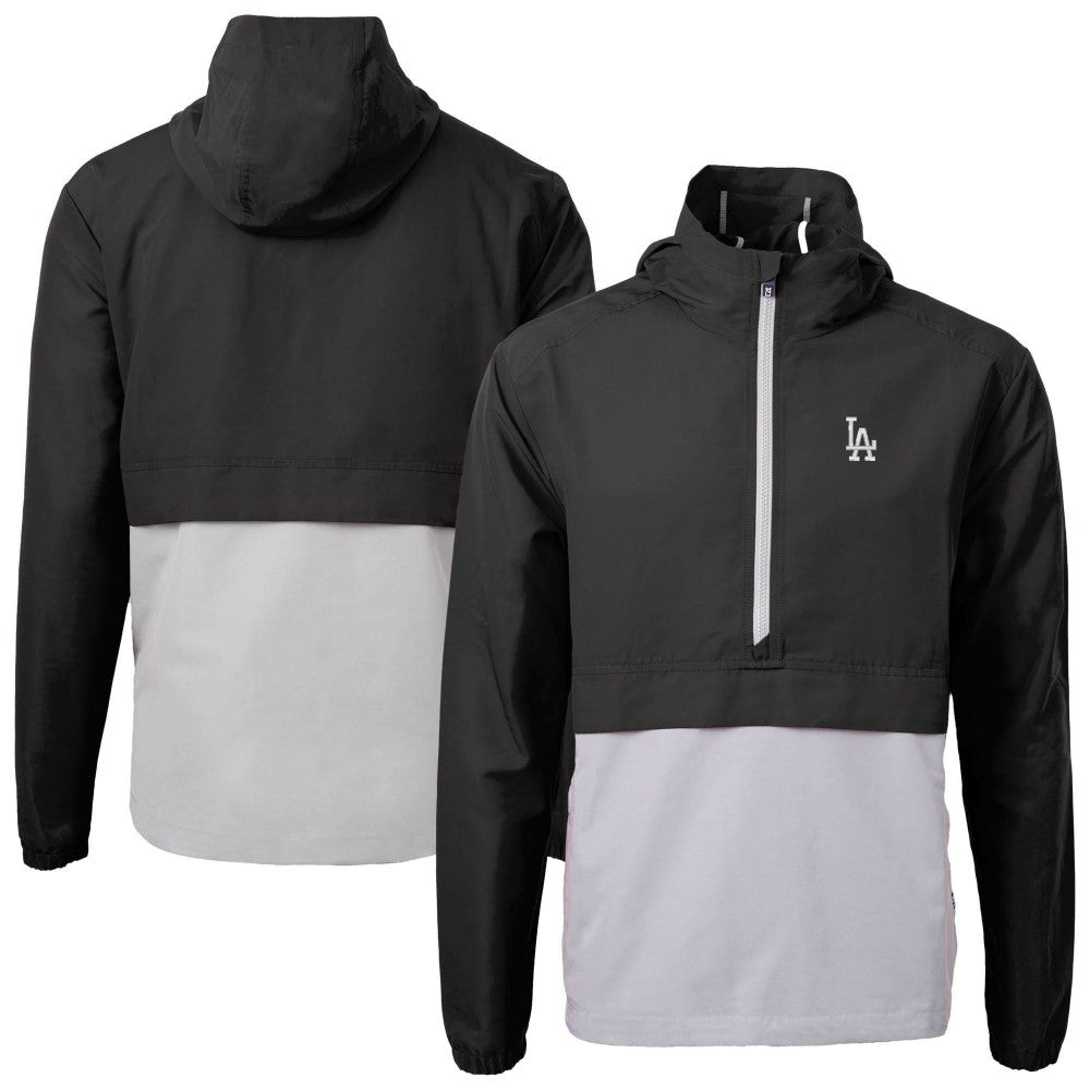 Los Angeles Dodgers Cutter & Buck Charter Eco Recycled Half-Zip Anorak Jacket - Black Jackets