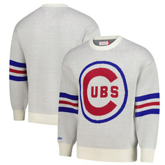 Chicago Cubs Mitchell & Ness Retro Pullover Sweater - Cream Pullover