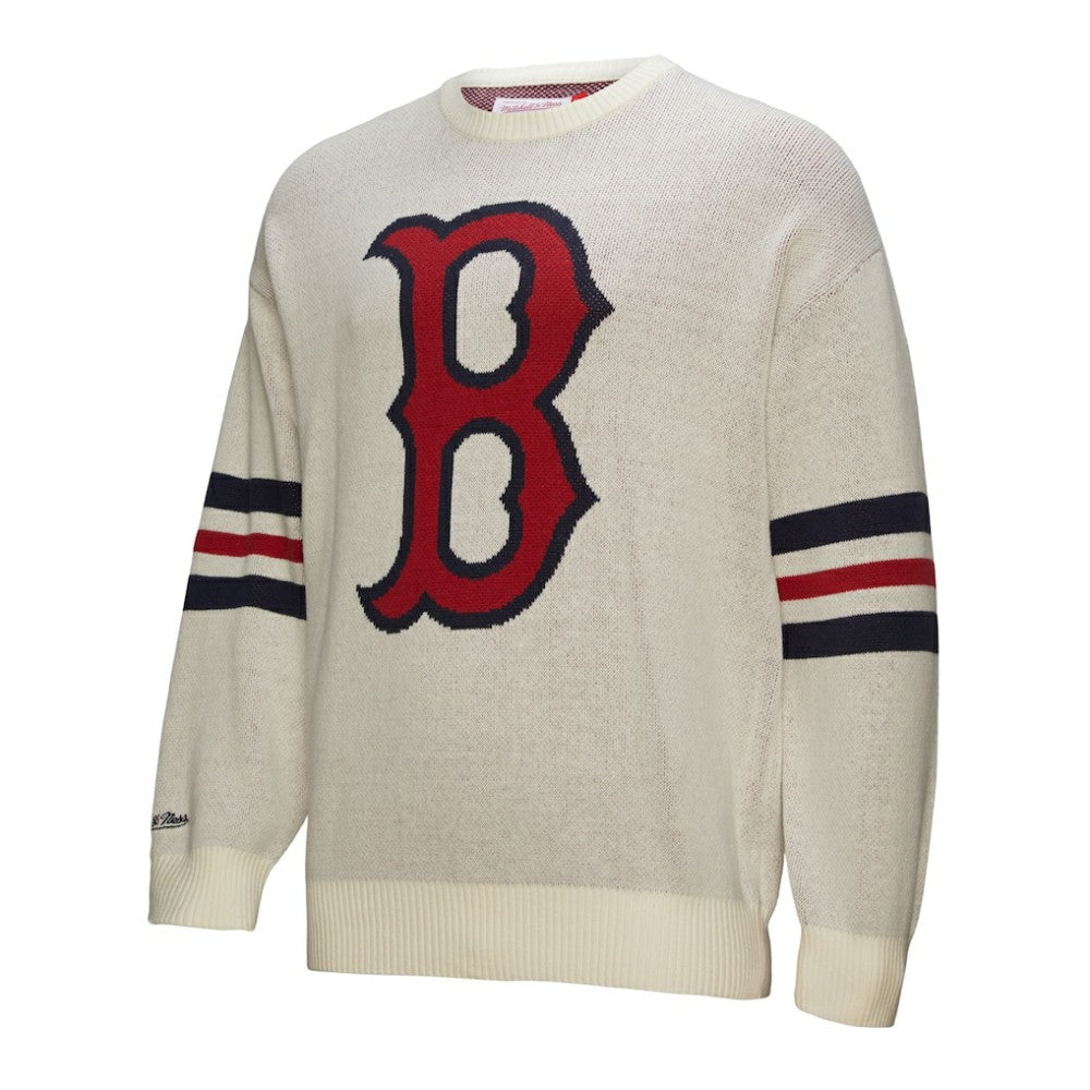 Boston Red Sox Mitchell & Ness Retro Pullover Sweater - Cream Pullover