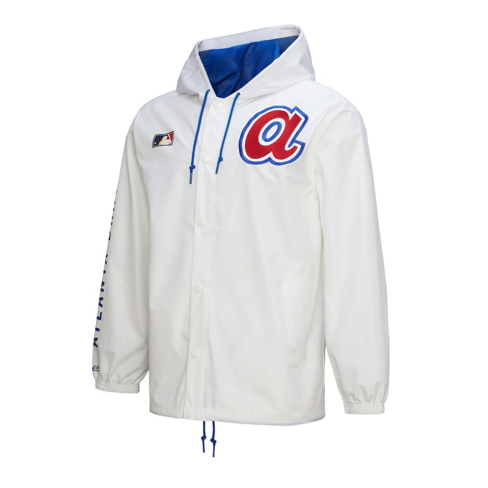 Atlanta Braves Mitchell & Ness Vintage Full-Snap Hooded Coaches Jacket - White Jackets