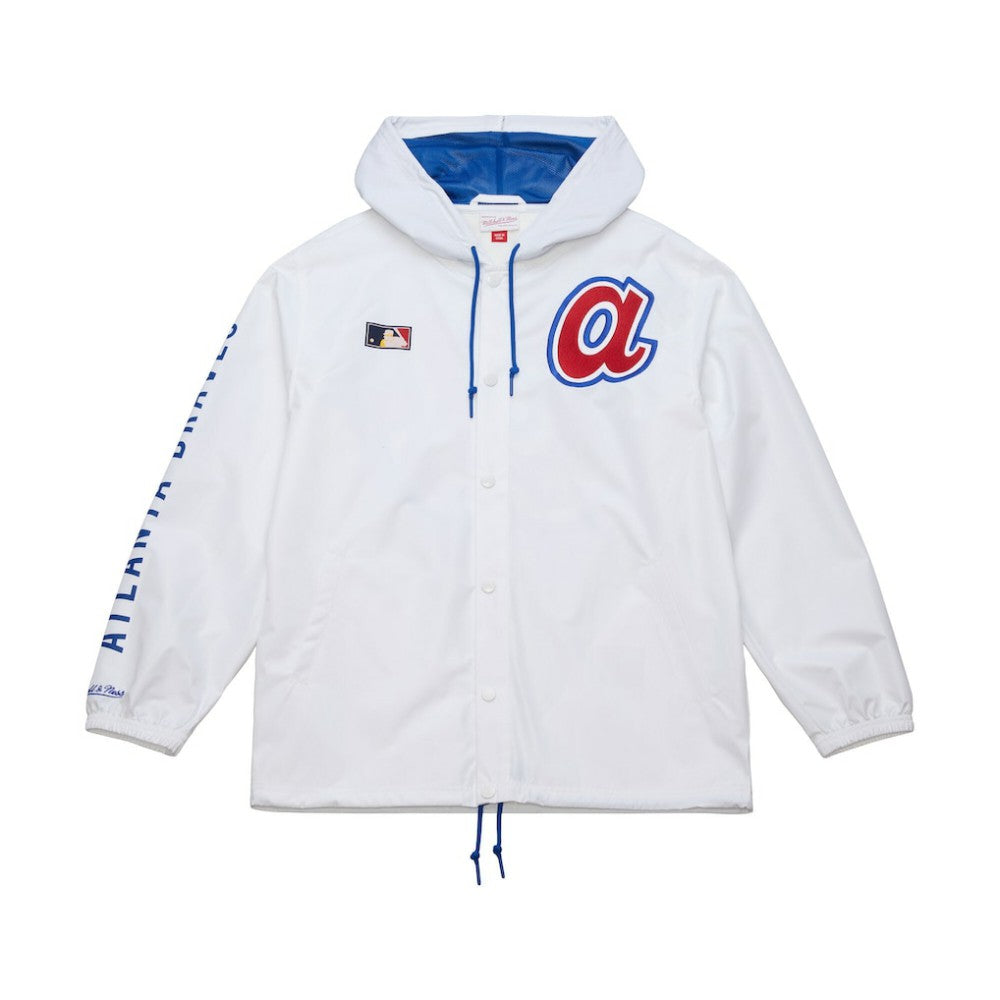 Atlanta Braves Mitchell & Ness Vintage Full-Snap Hooded Coaches Jacket - White Jackets