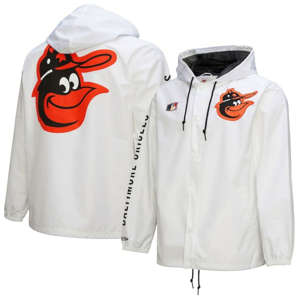 Baltimore Orioles Mitchell & Ness Vintage Full-Snap Hooded Coaches Jacket - White Jackets