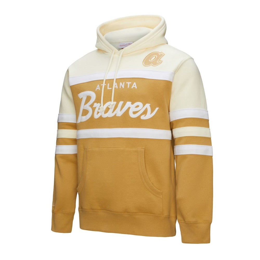 Atlanta Braves Mitchell & Ness Head Coach Pullover Hoodie - Tan/Cream Hoodies