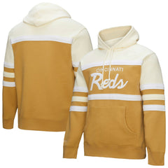 Cincinnati Reds Mitchell & Ness Head Coach Pullover Hoodie - Tan/Cream Hoodies