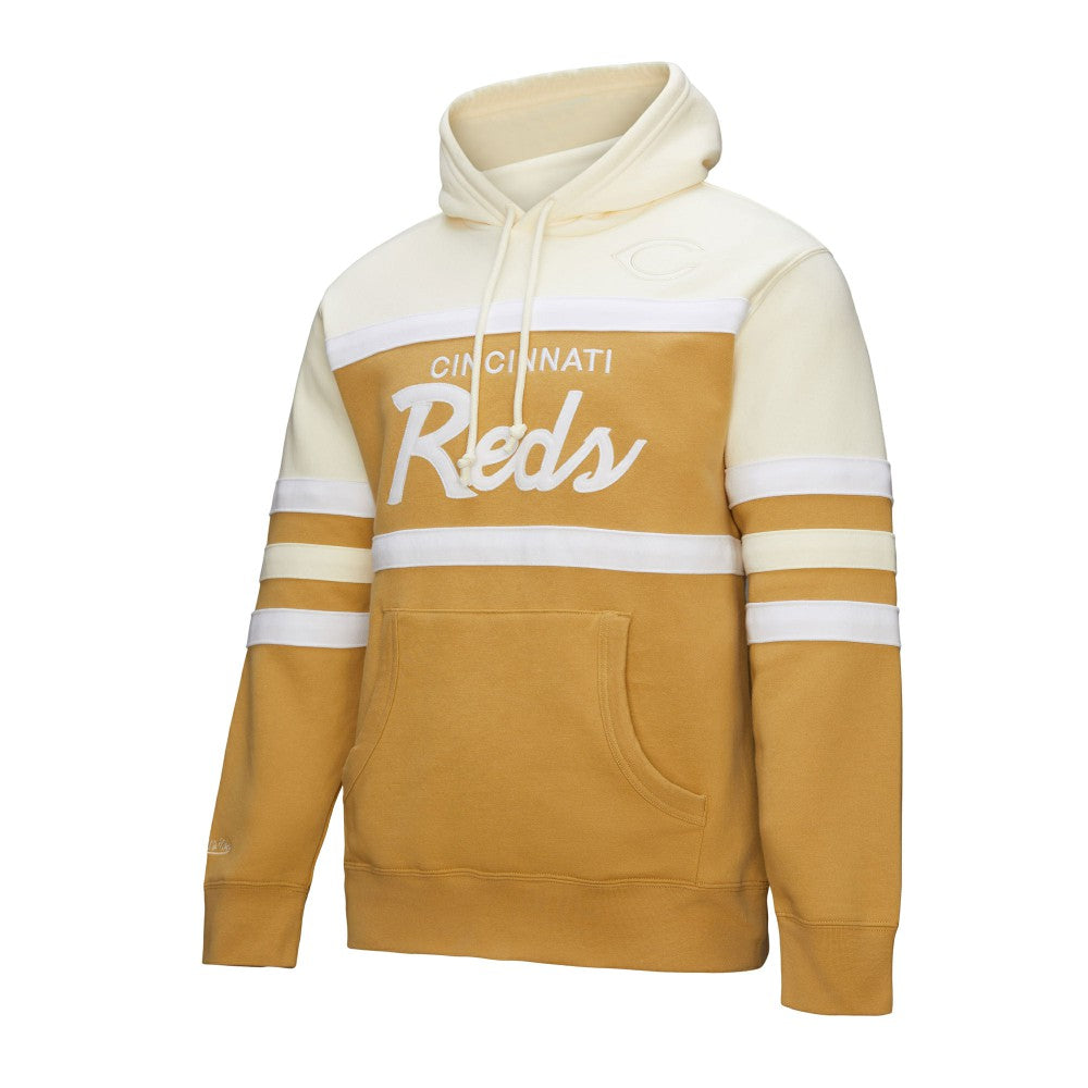 Cincinnati Reds Mitchell & Ness Head Coach Pullover Hoodie - Tan/Cream Hoodies